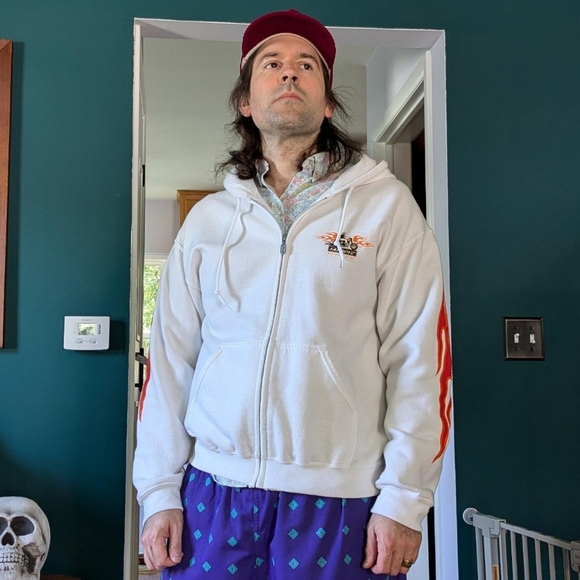 White Harley inspired Hoodie from Fat Boyz Biker Bar Fort Atkinson, WI - Picture 4 of 7